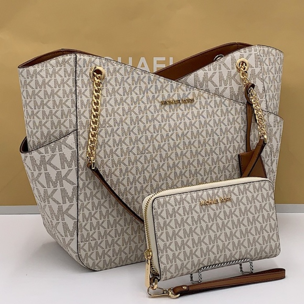 MICHAEL KORS LARGE X CHAIN SHOULDER TOTE & LG FLAT MULTIFUNCTIONAL PHONE…